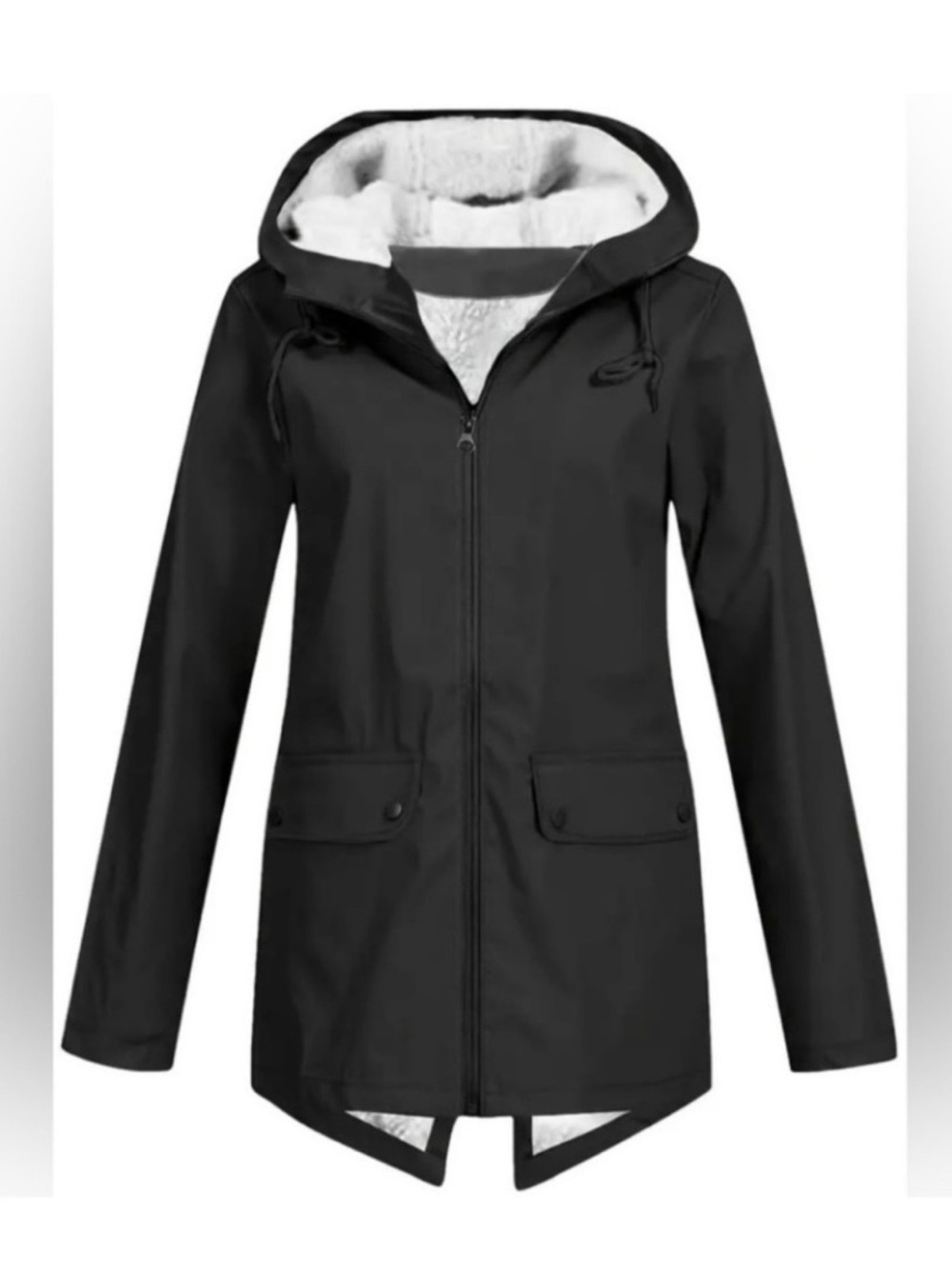 Women's Black Hooded Sherpa-Lined Parka Jacket